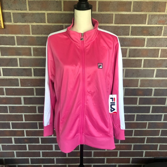 NWT FILA Track Jacket Pink w/White Side Arm Stripe Plus Size 1X - Picture 1 of 9